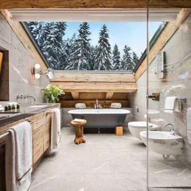 Ski chalet bathroom design Place Blanche Verbier