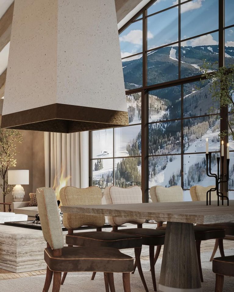 Ski chalet dining room sophiepatersoninteriors