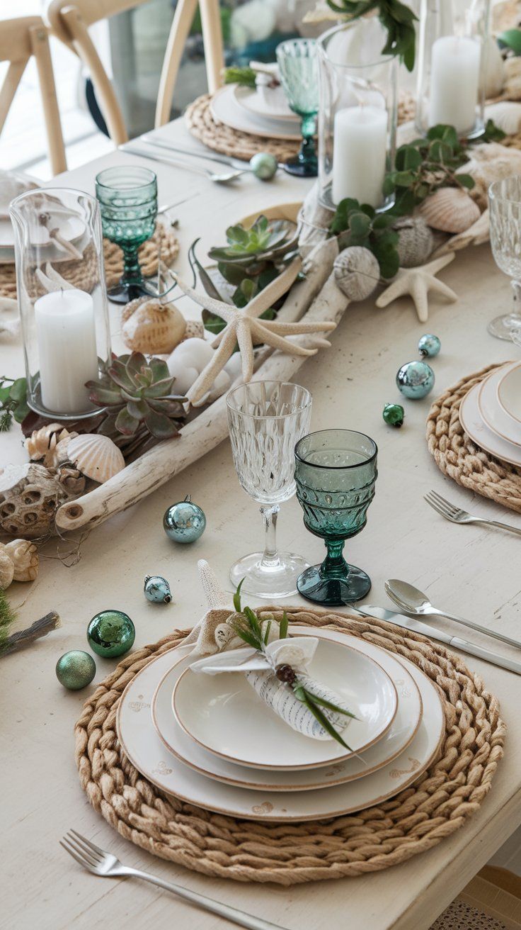 Christmas Dining Table Decor Coastal Christmas Dinner Table