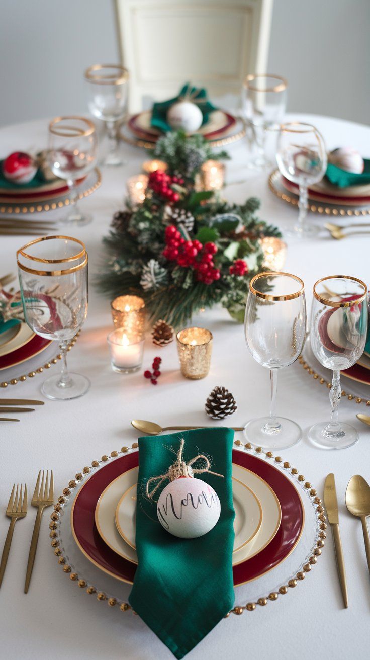 Christmas Dining Table Decor DIY Ornament Place Holders