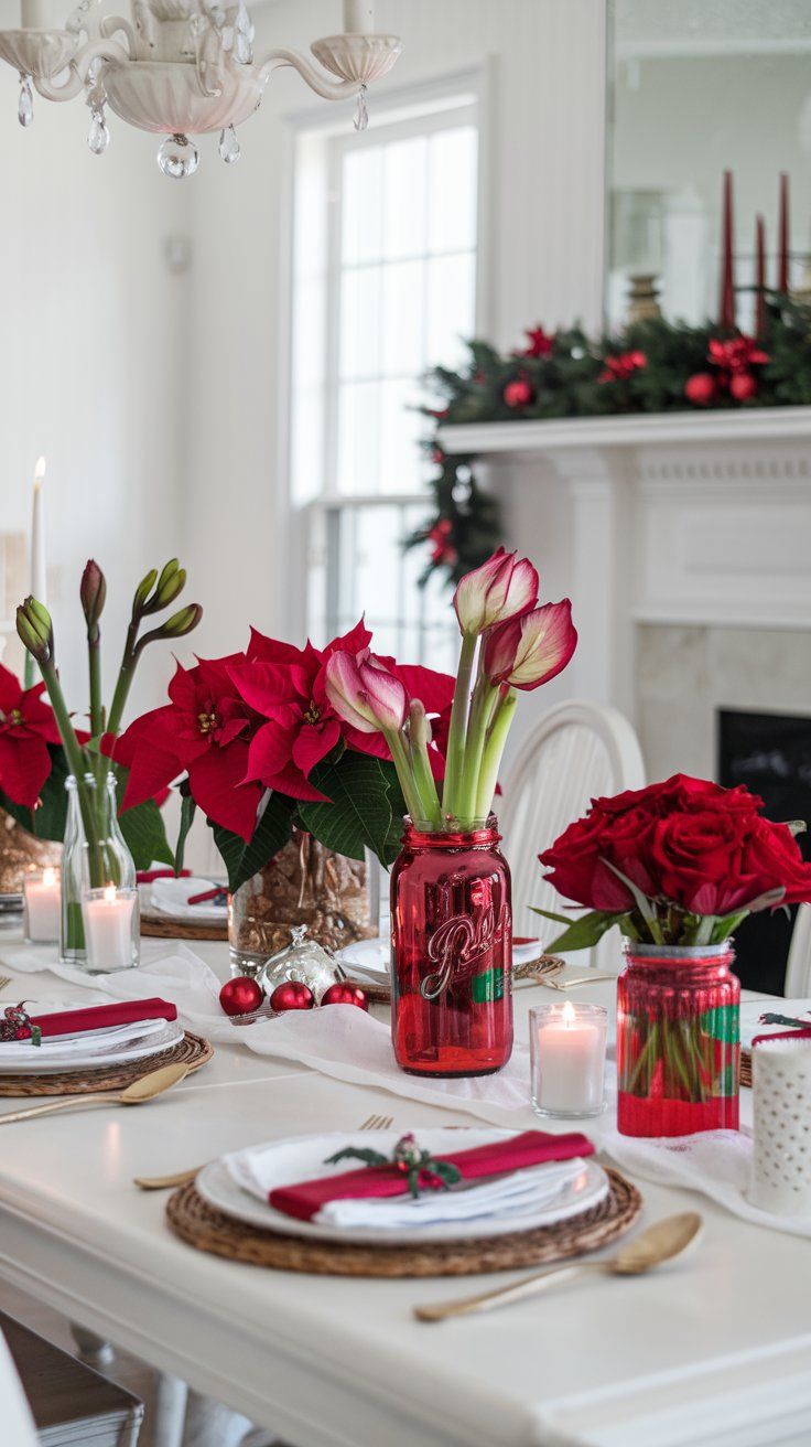 Christmas Dining Table Decor Festive Florals