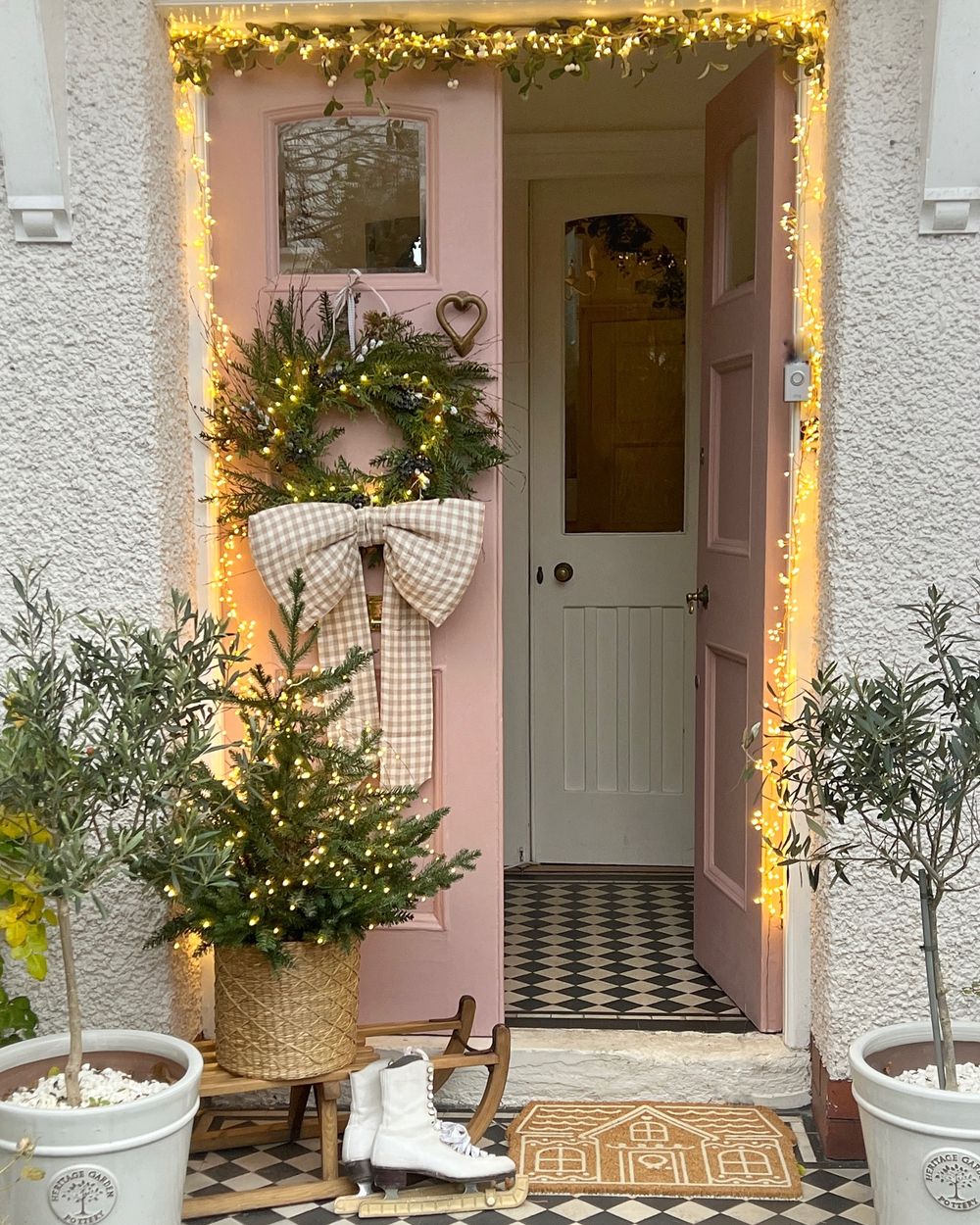 Christmas pink Front Door Decor