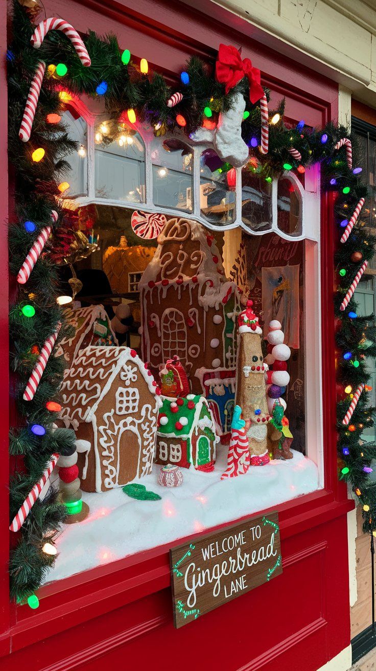 Christmas Window Display Gingerbread House Extravaganza