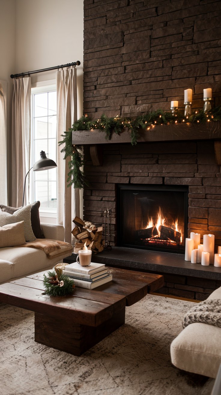 Cozy Winter Living Room Decor Fireplace Focal Point