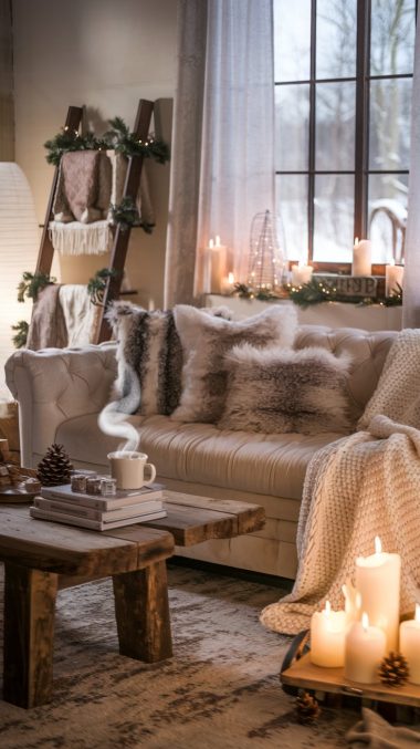 Cozy Winter Living Room Decor Layered Textiles