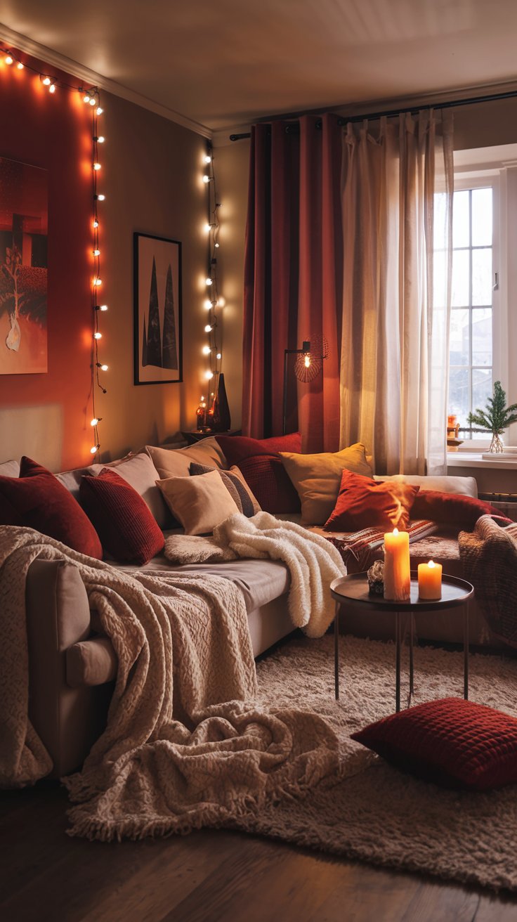 Cozy Winter Living Room Decor Mood Lighting