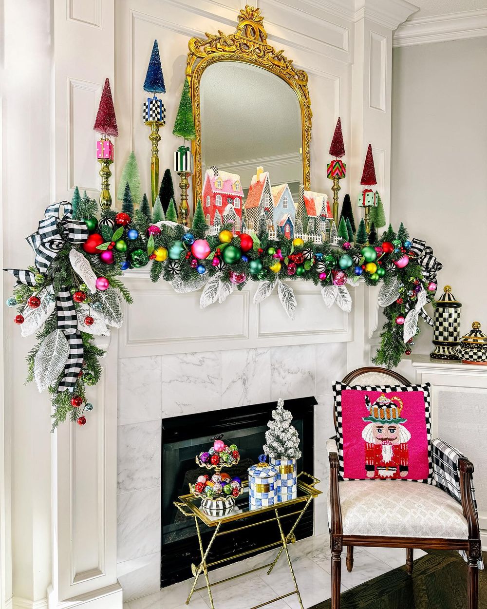 DIY Christmas Village Displays Colorful mantel DIY Christmas Village Displays suzannezinggstyle