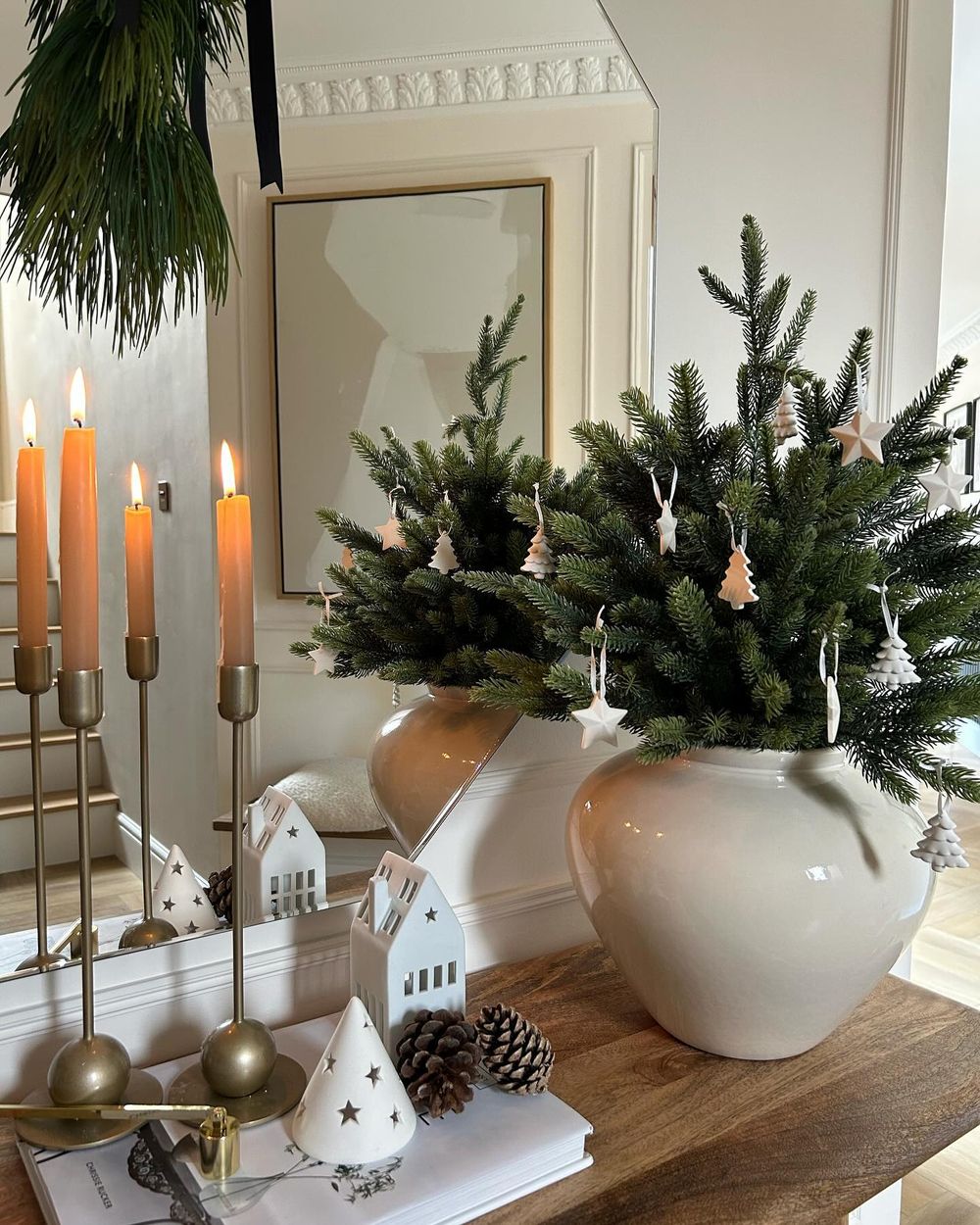 Modern Christmas Decor Gold candles white village houses klk.interiors