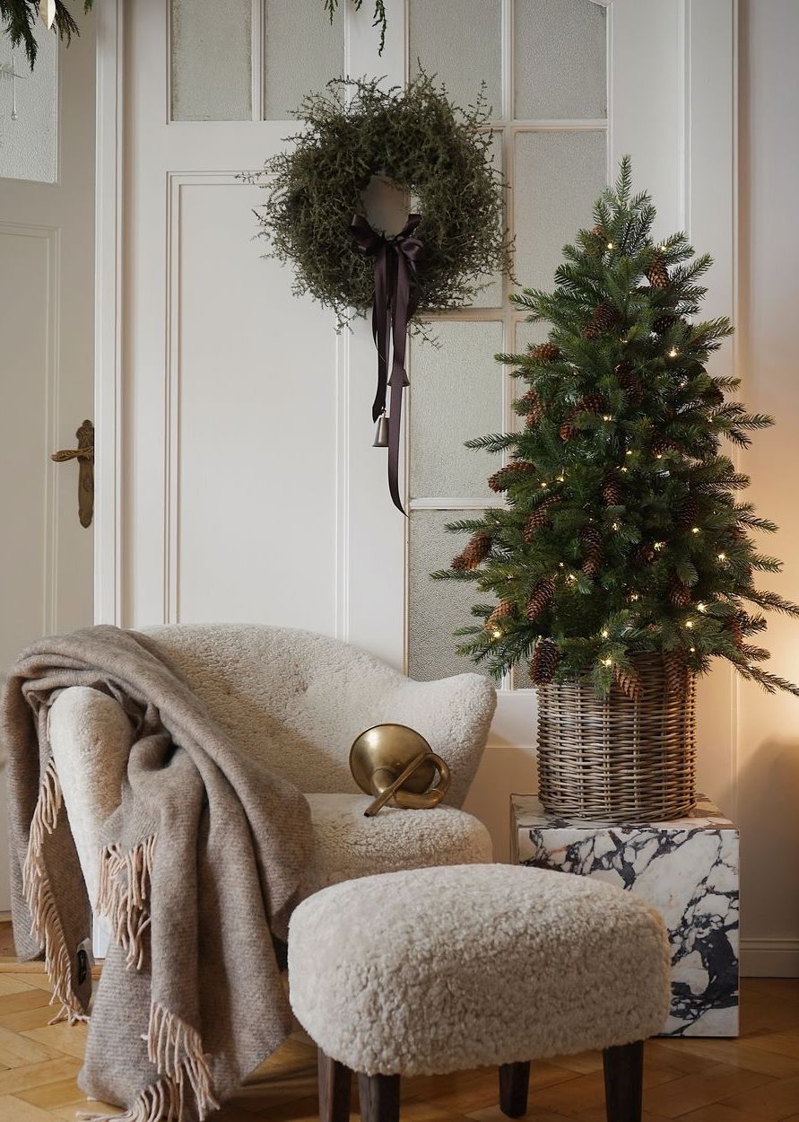 Modern Christmas Decor Simple evergreens near Cozy Accent Chair tthese_beautiful_thingss