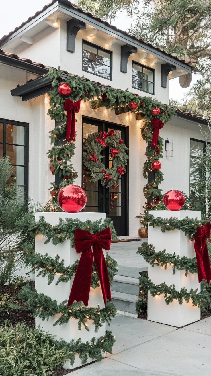 Modern southern California house decorated for Christmas