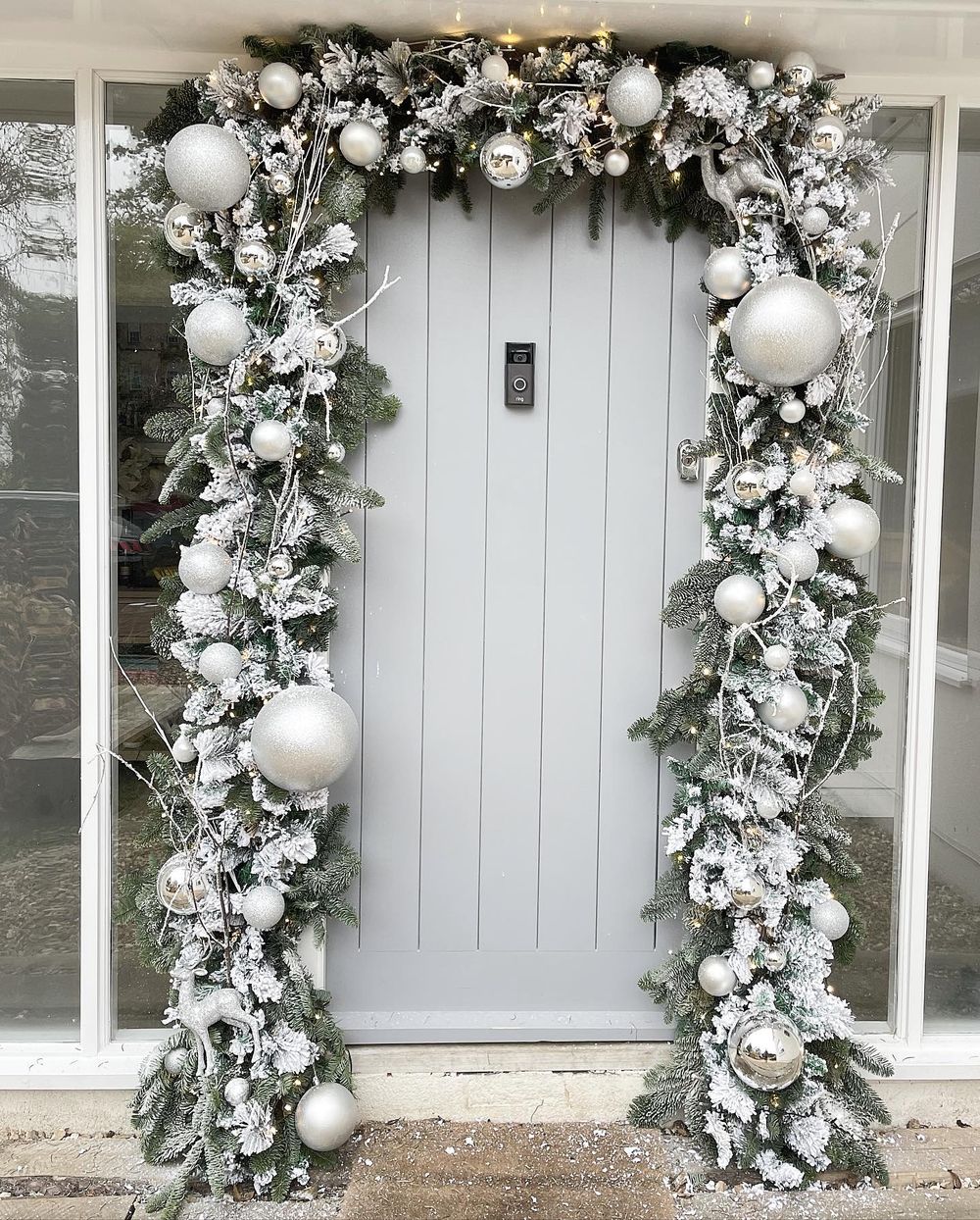 Silver Christmas front door decor balloonoccasions