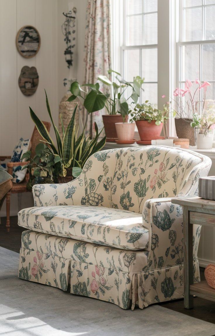 Types of Sofas Loveseat floral upholstery plants