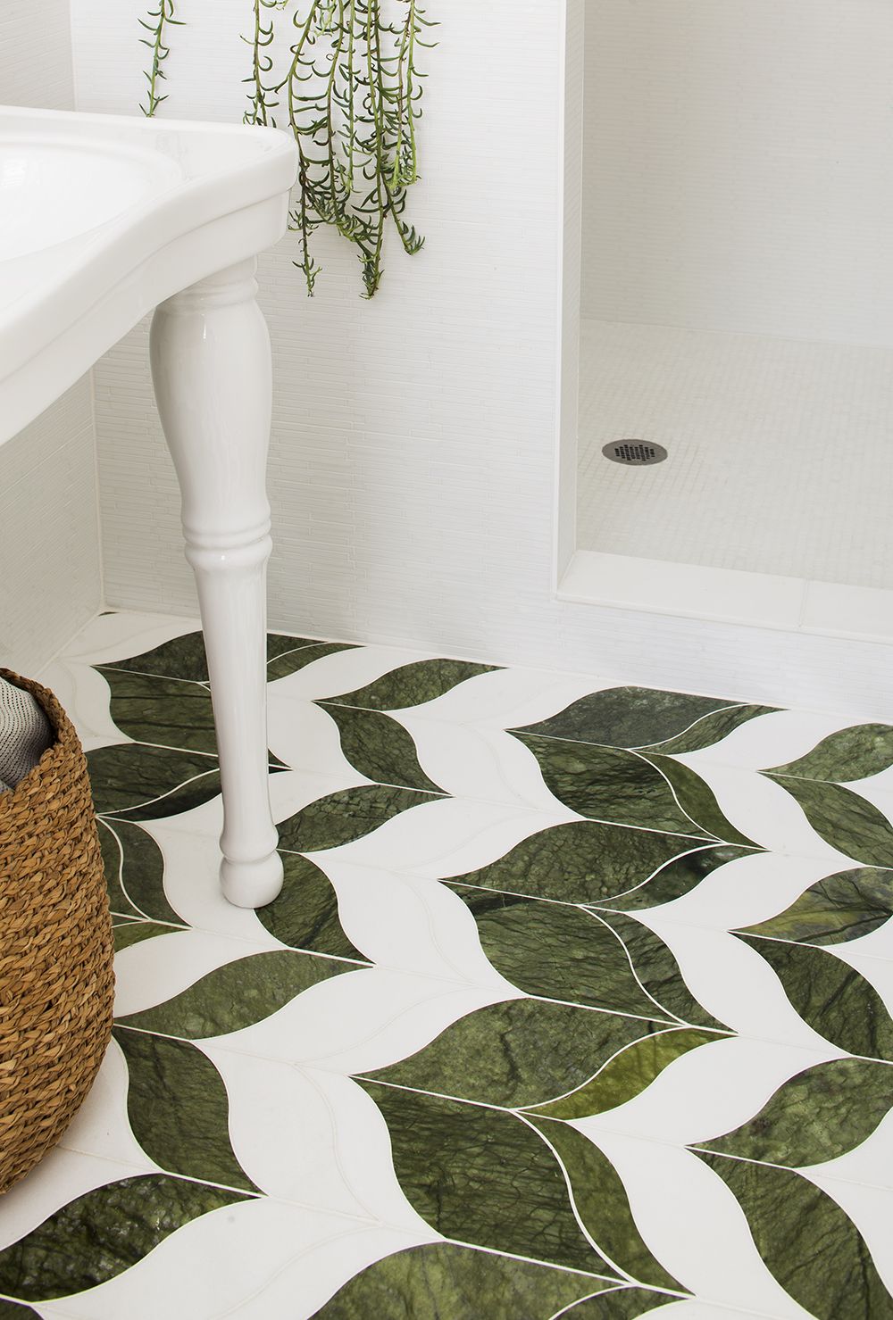 bathroom floor tiles green marble bethkoobydesign