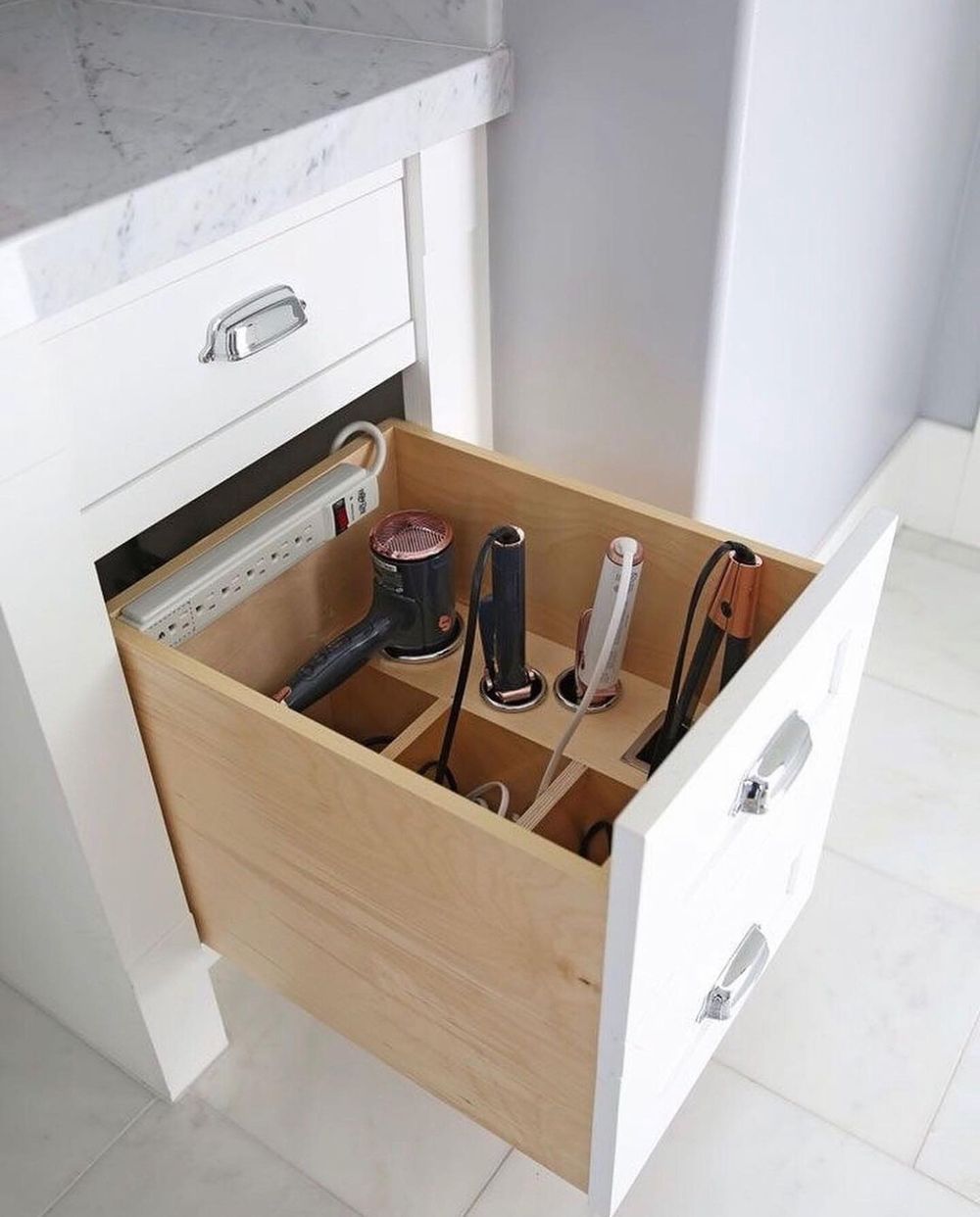 bathroom organization drawer for hair tools thesunnysideupblog