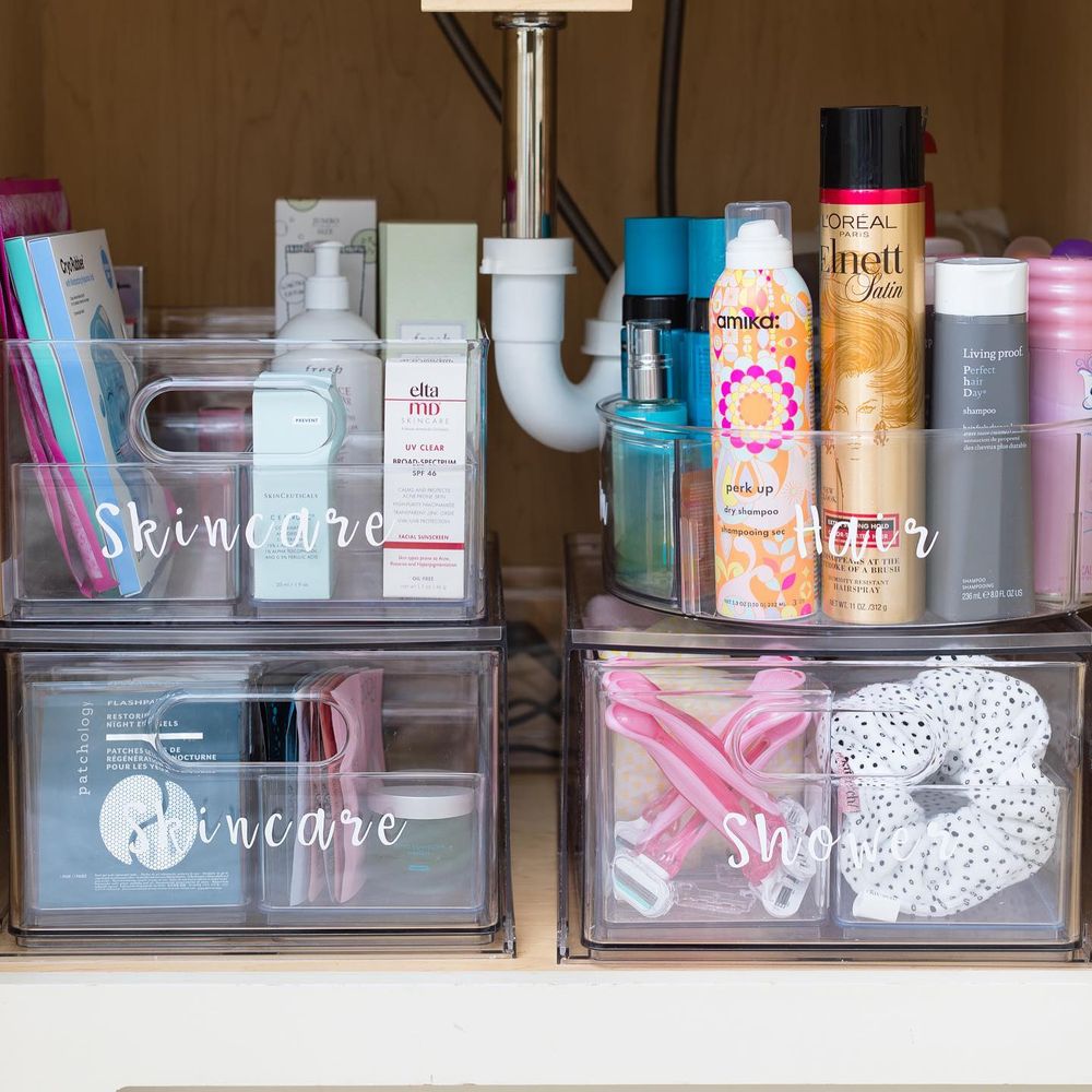 bathroom organization under sink plastic drawers house of prim