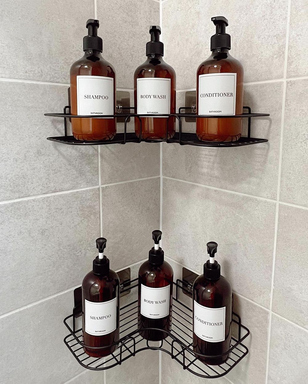 bathroom organization wire shelves in shower thehomediary_