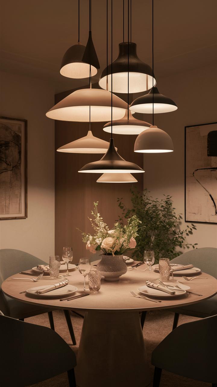 chic pendant lighting over dining table