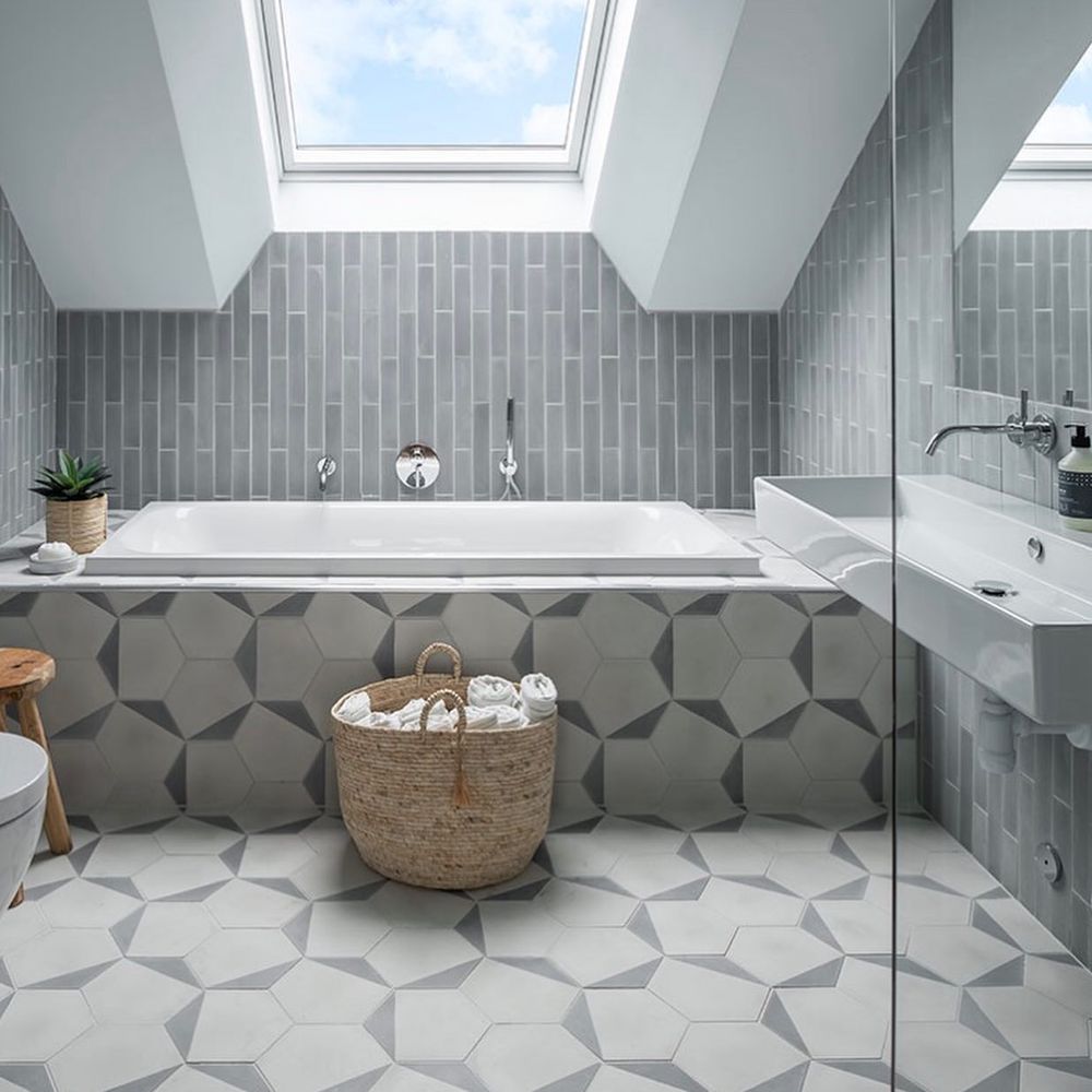 gray bathroom ideas wall and floor tile marrakechdesign