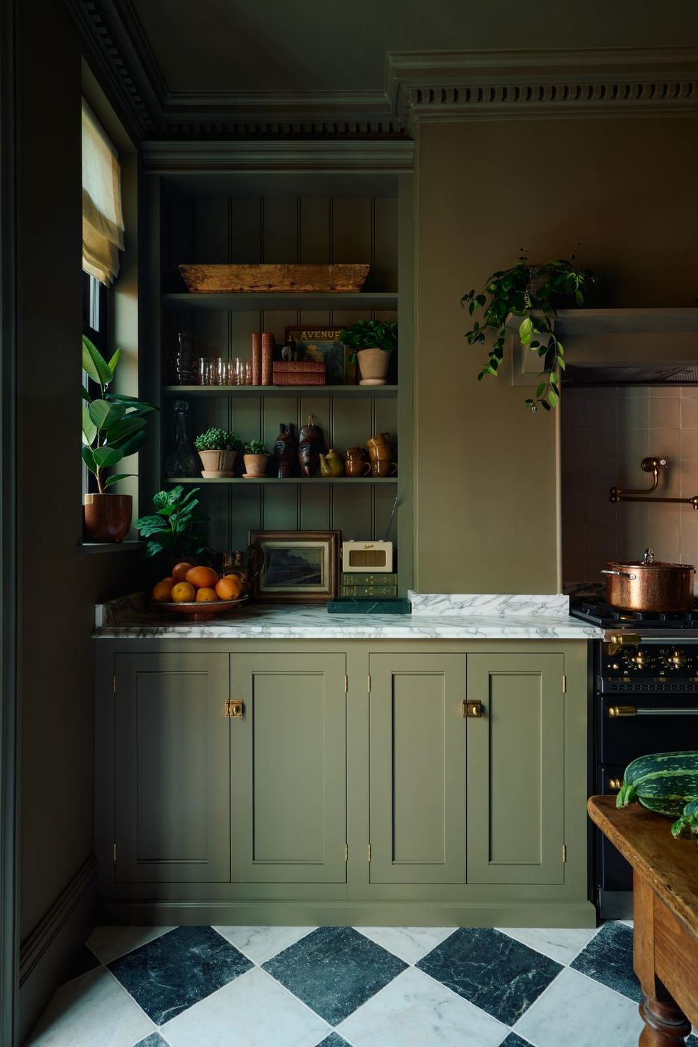 Green kitchen checkered flooring devolkitchens.jpg