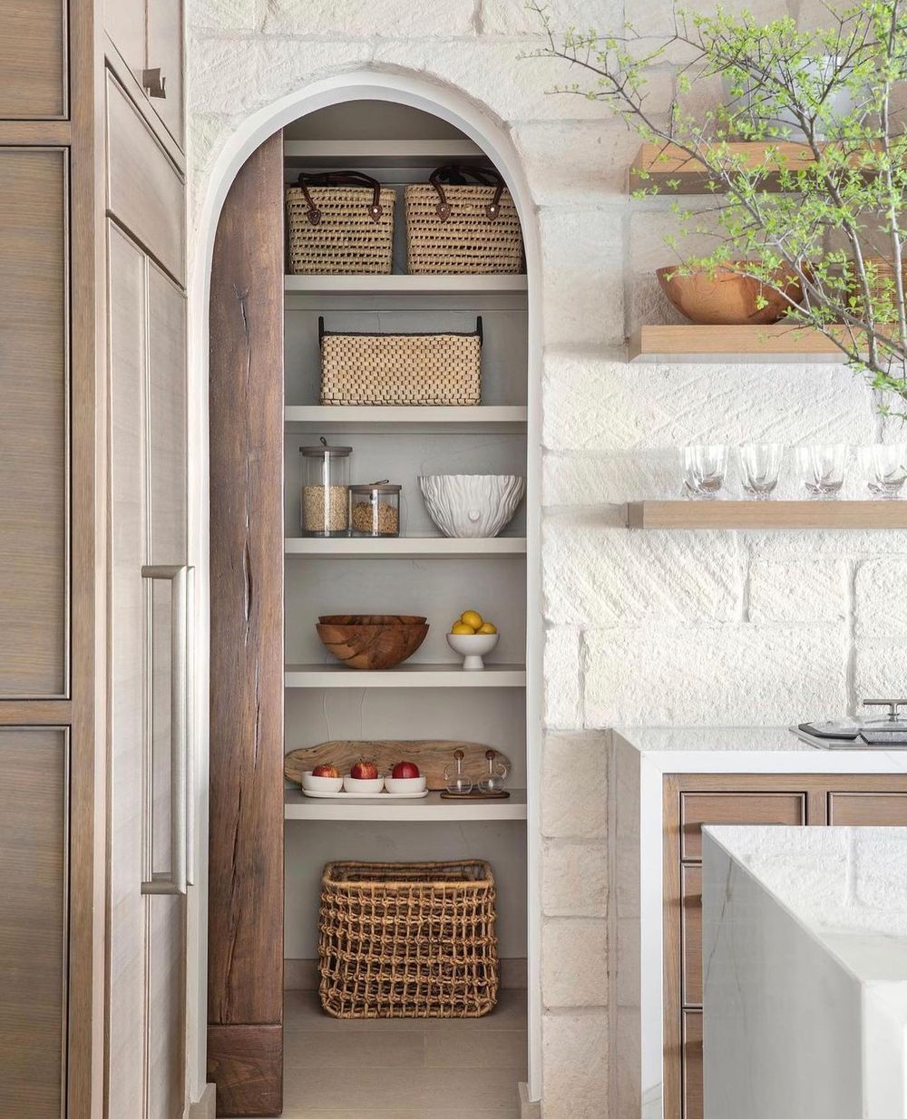 kitchen pantry door arched pocket marieflaniganinteriors