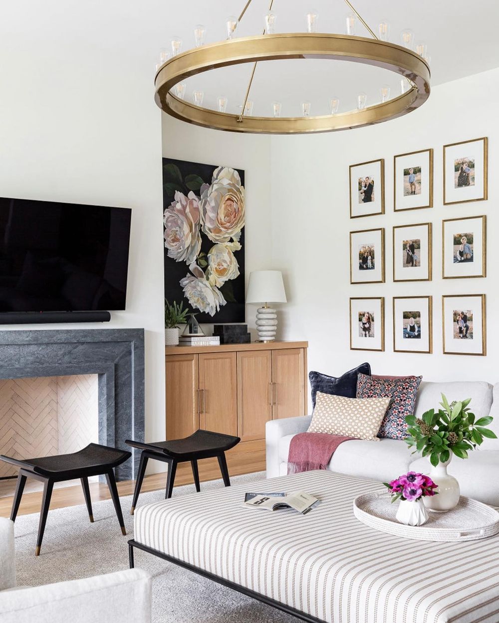 ottoman as coffee table in modern living room lark interiors