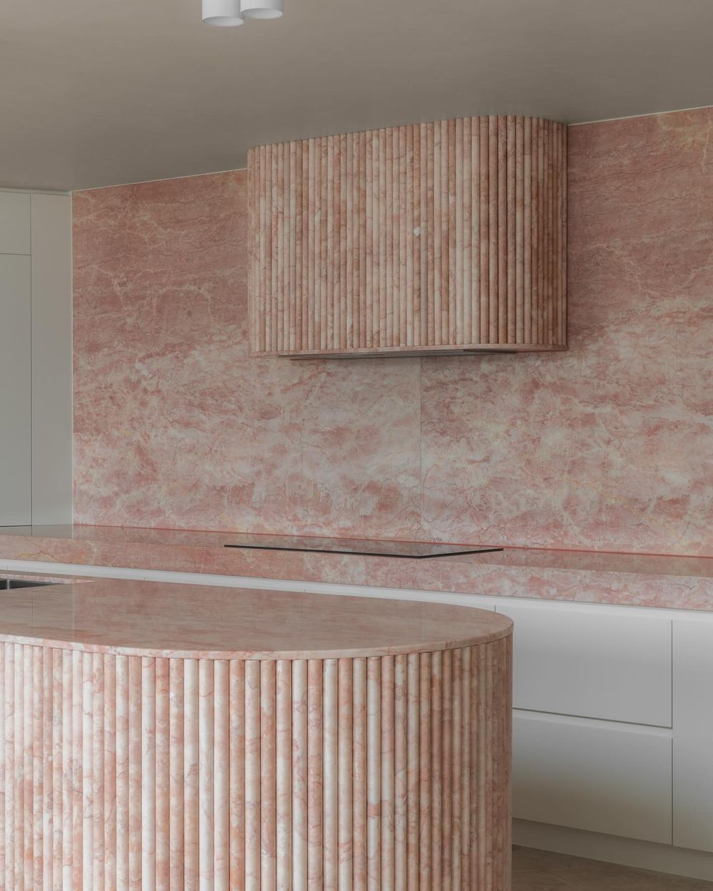 pink marble curved kitchen island daharchitecture