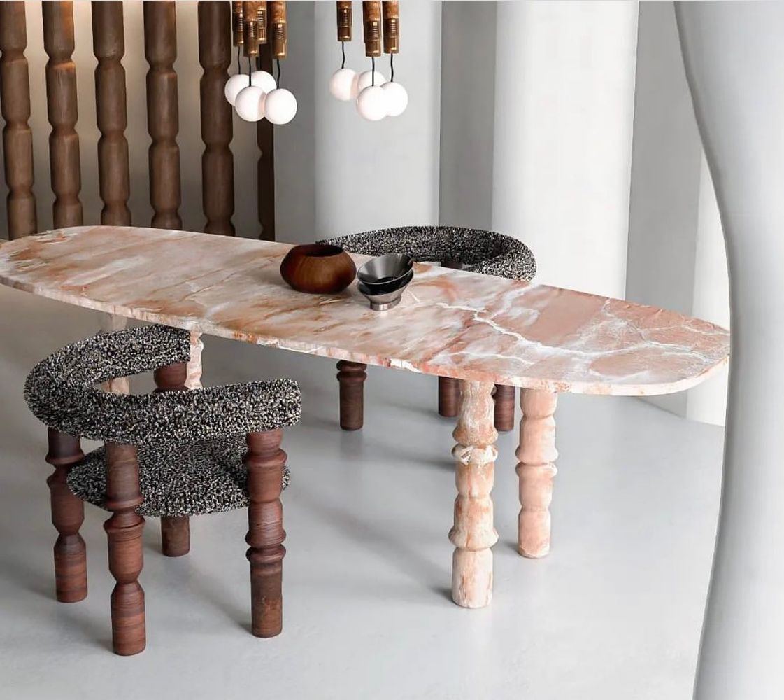 pink marble dining table interiors_photos