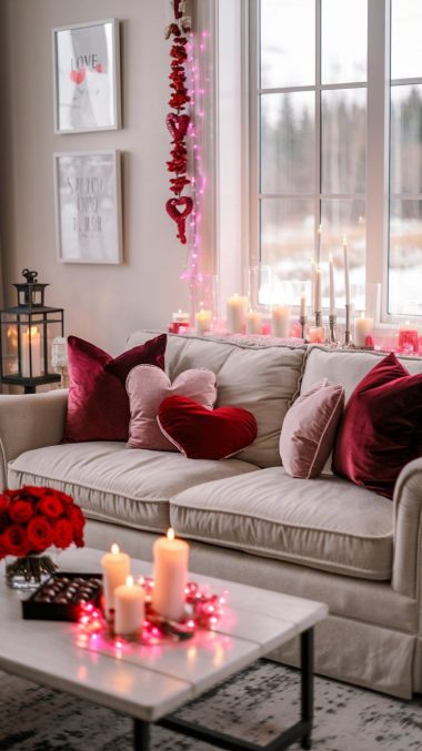 valentines day decorations in living room