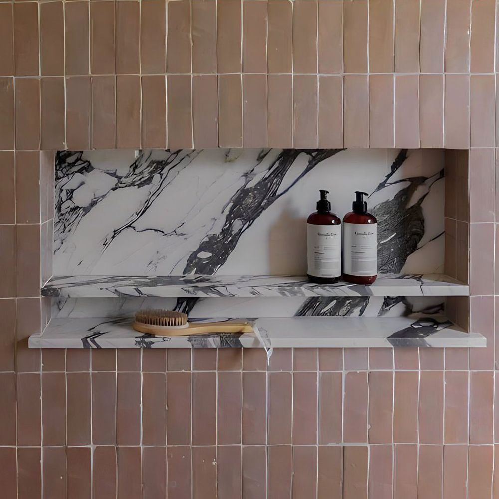 wide shower niche marble shelf melvanddesign