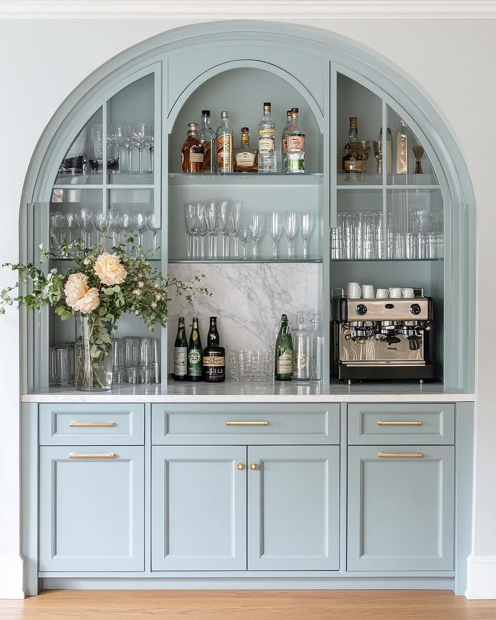 Blue kitchen arched bar area @lifestylem_interiordesign