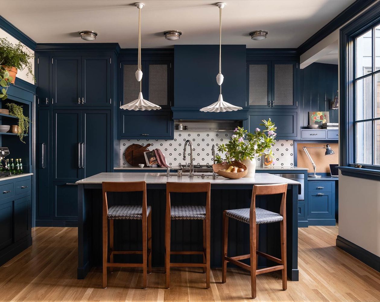 Blue kitchen landedinteriors