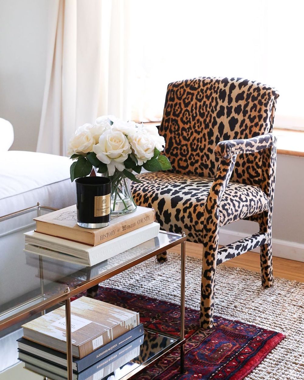 Cheetah print accent chair decor @aglassofbovino