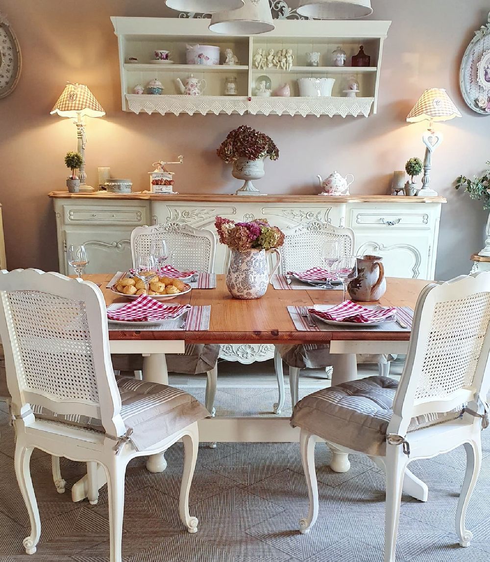 Cottage dining room shabby chic white furniture shabby_aveyron