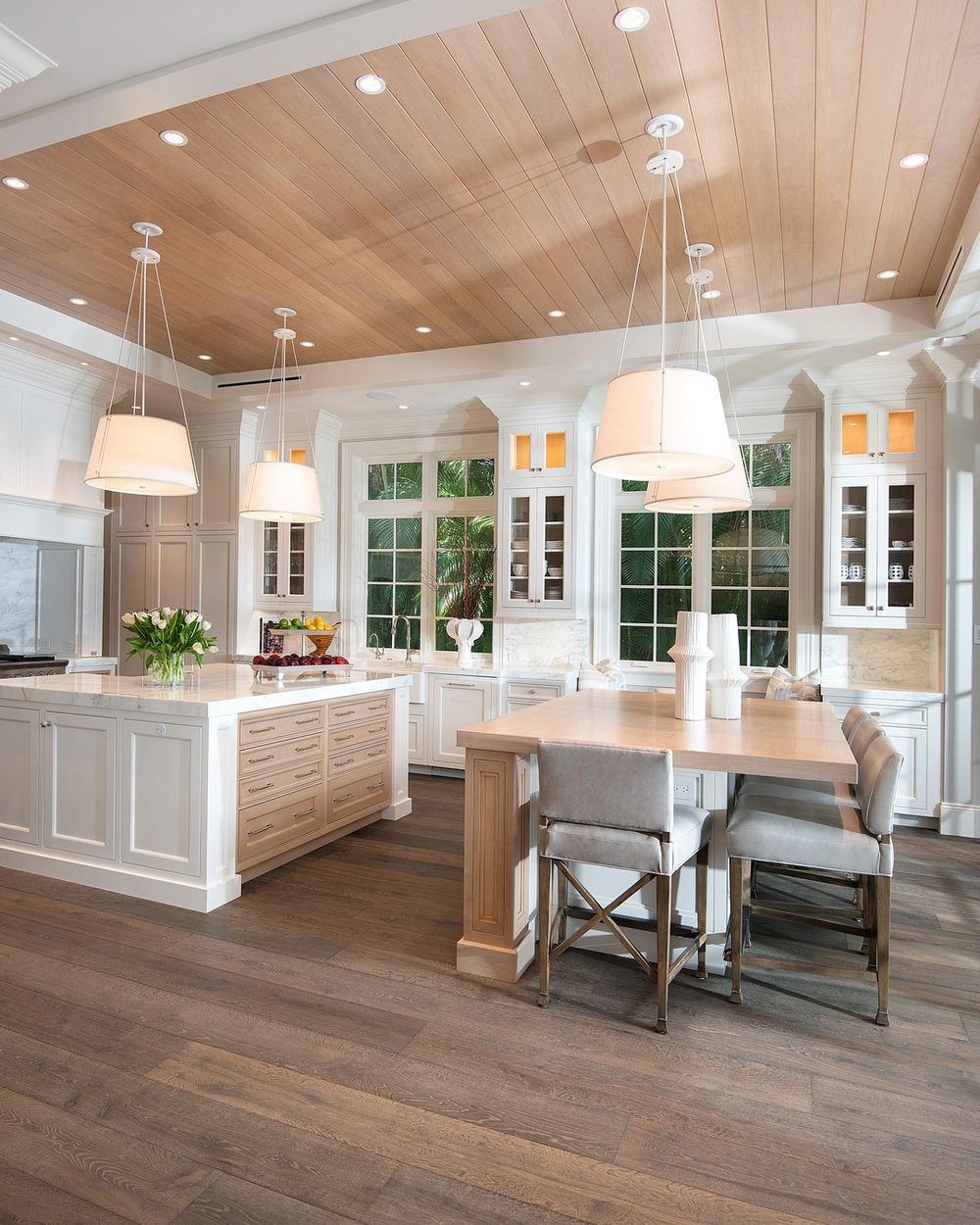 Double Kitchen island with cushioned seating w_designinteriors