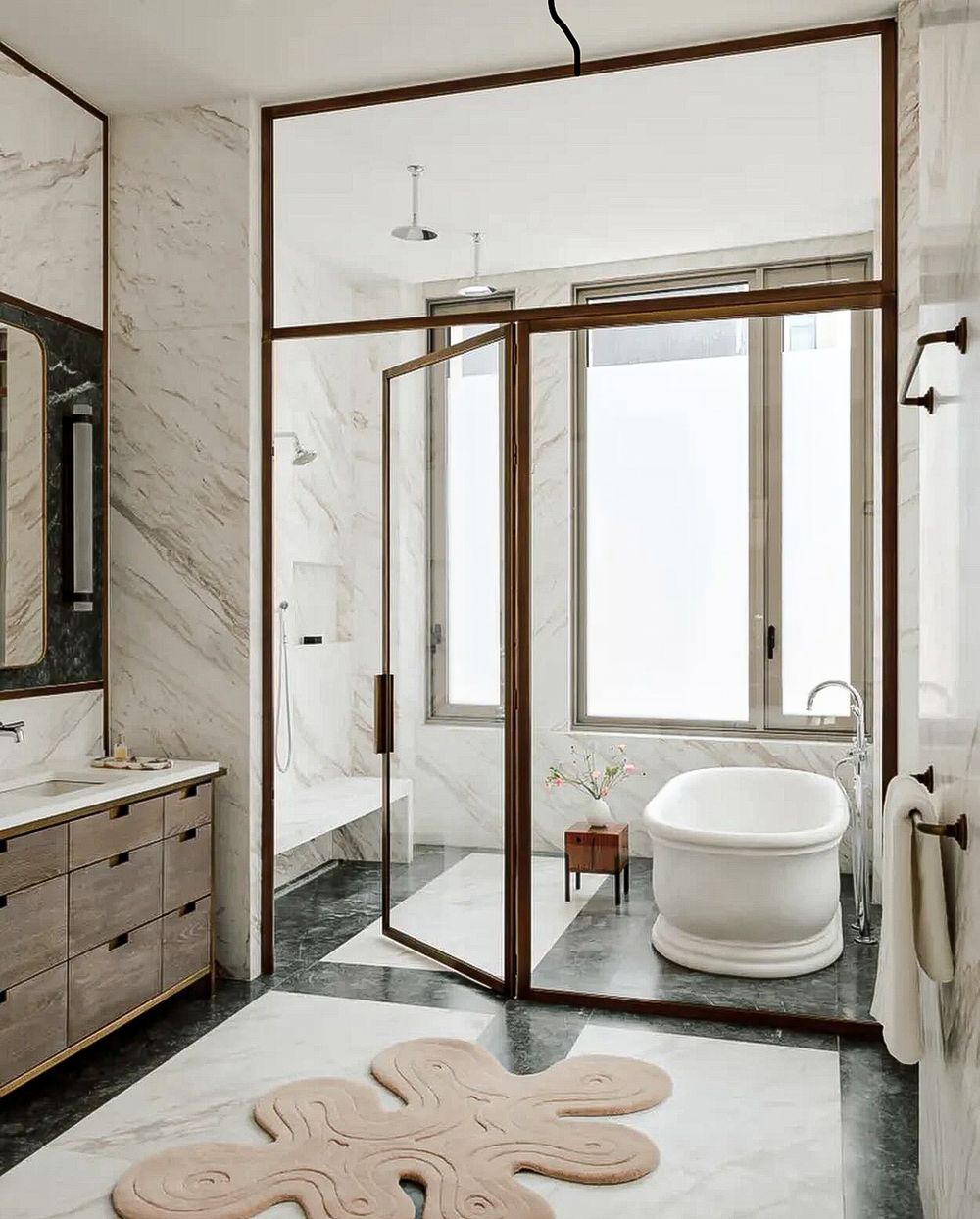 Enclosed shower and bath ideas @butterandeggsinteriors