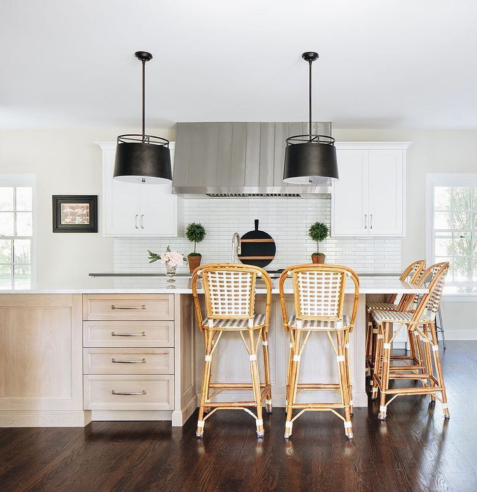 Kitchen islands with rattan counter chair seating ashstinteriors