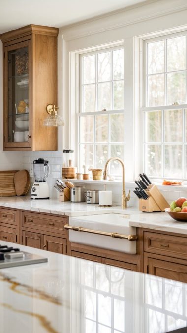 Kitchen supplies modern farmhouse kitchen with cookware knife block and blender @curatedinterior