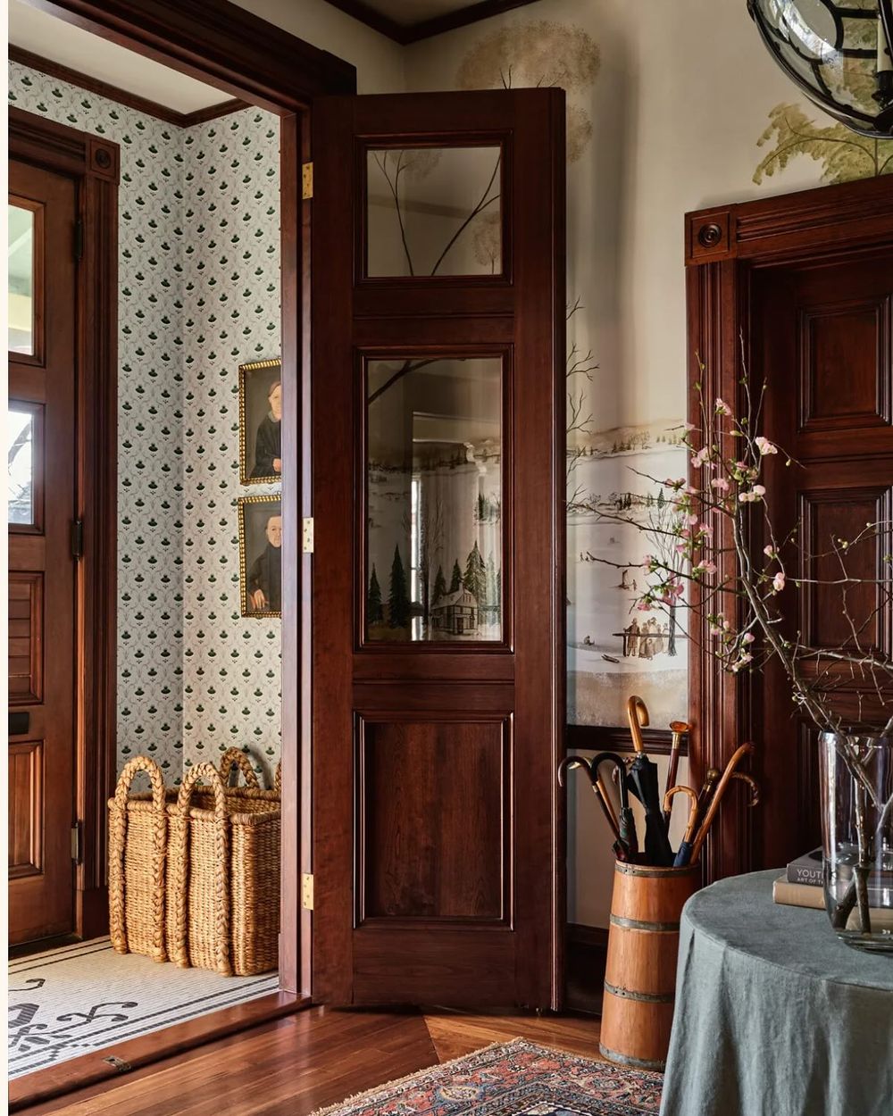 Victorian interior design dark wood entry door katierosenfeld