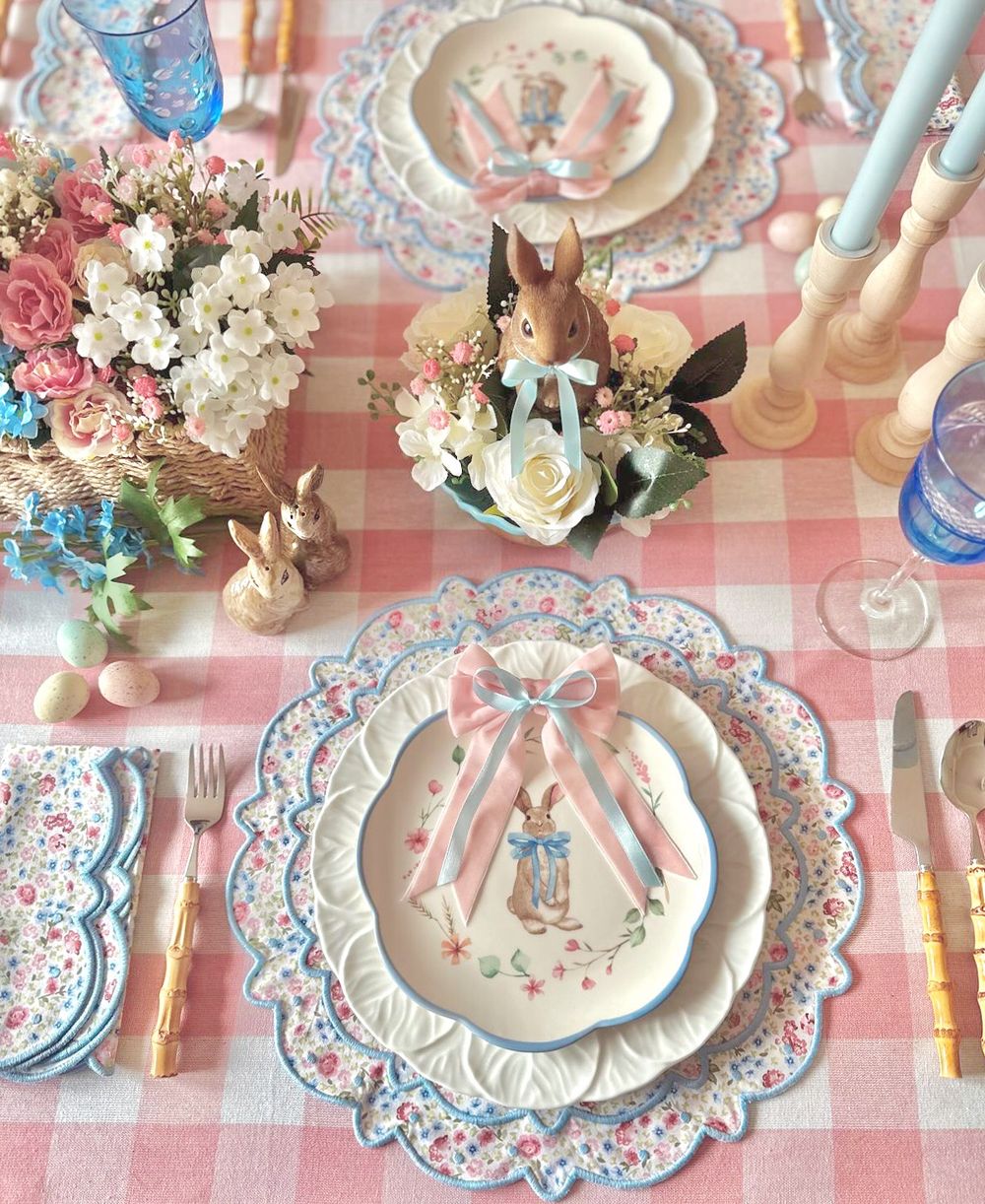 Easter table setting gingham table cloth traceymusgrove1