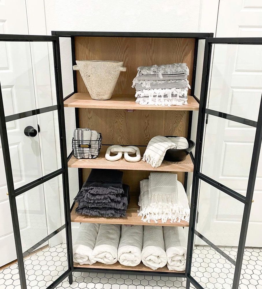 Bathroom storage glass cabinet armoire thecozyfarmhouse