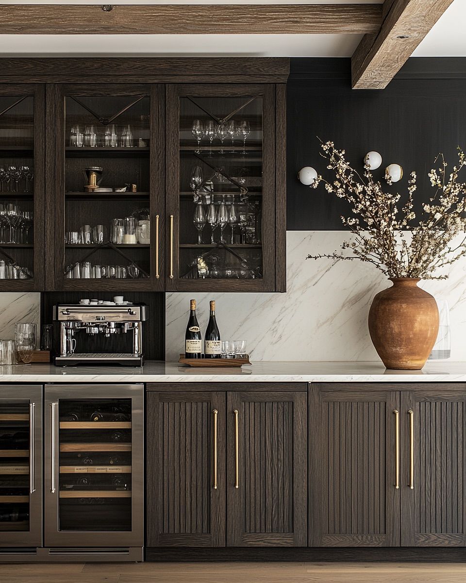 Wood kitchen design dark chocolate stain lifestylem_interiordesign