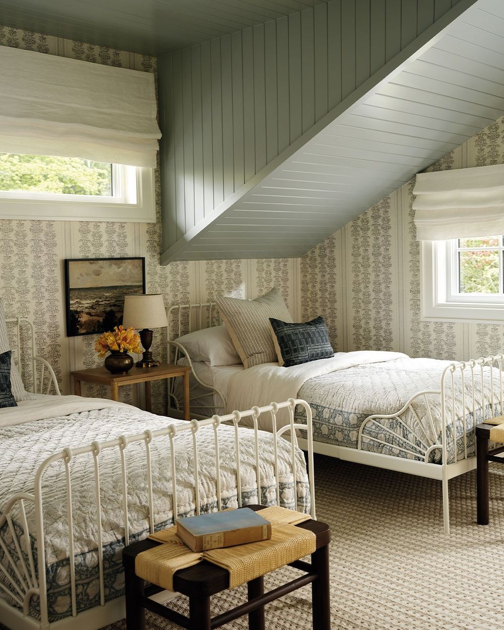 Slanted ceiling bedroom ideas beadboard paneling @tiffanyleighdesign