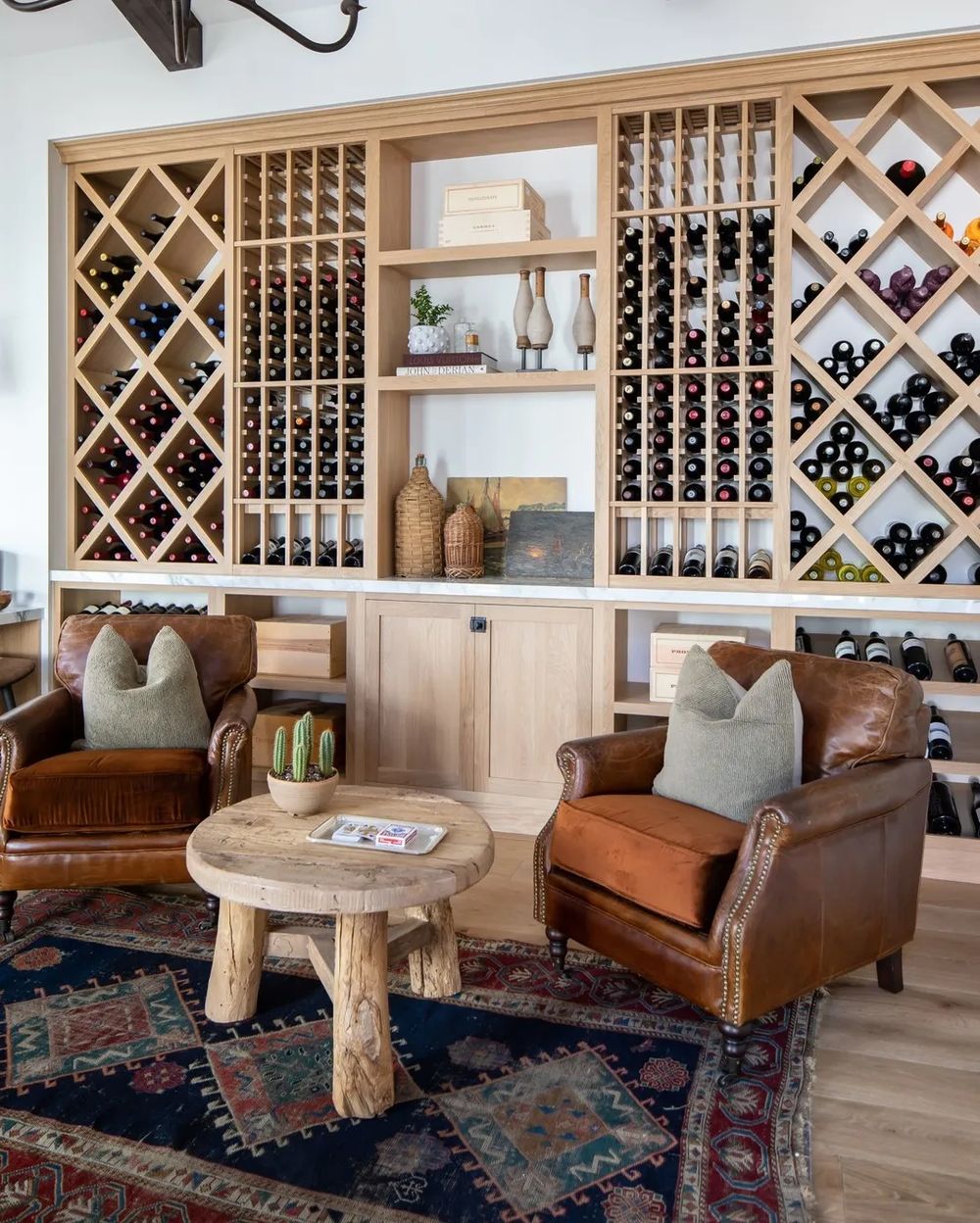 Wine cellar with leather chairs shopskout