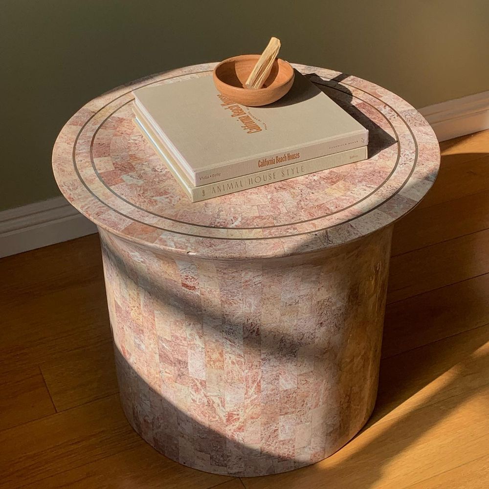 Pink travertine side table rosewitchvintage