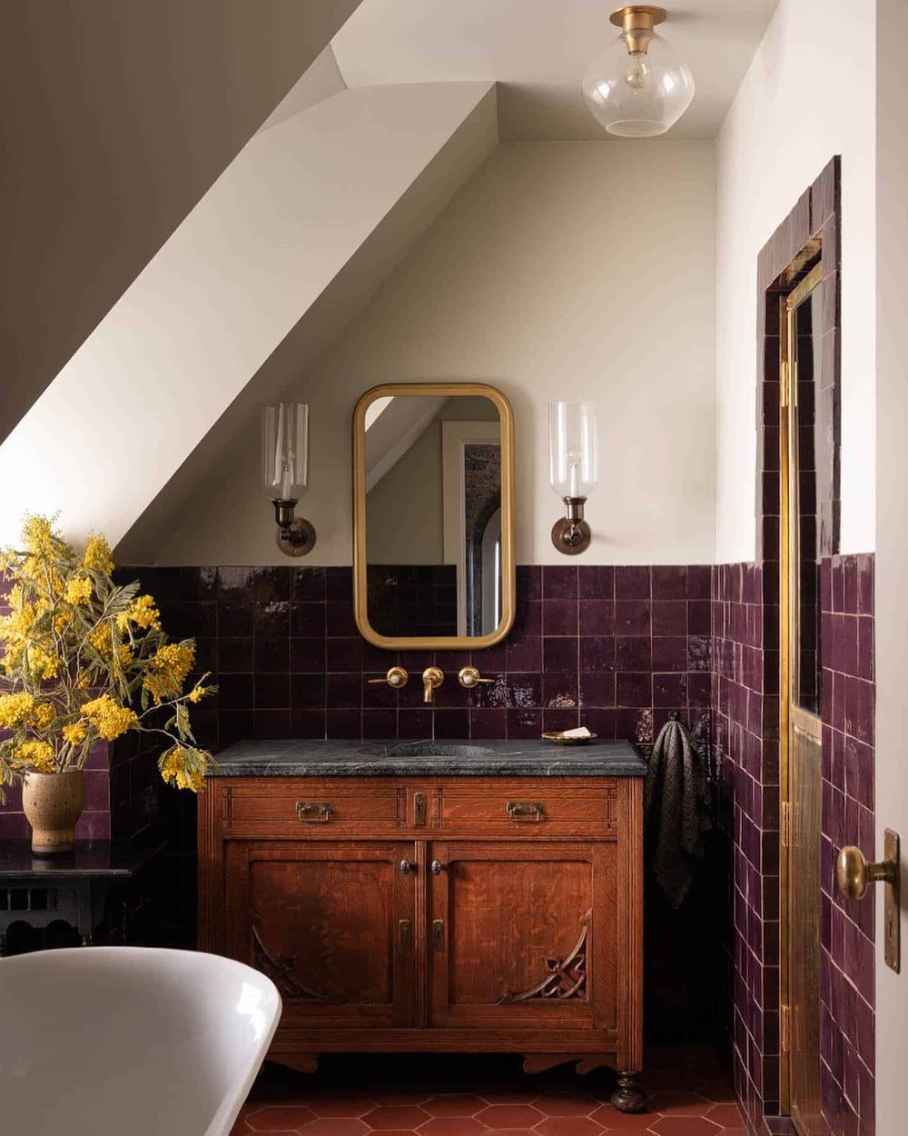 Plum decor traditional bathroom heidicaillierdesign