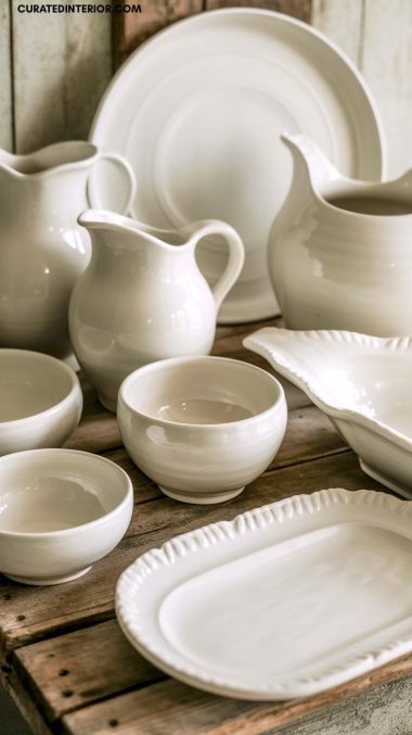 serveware essentials white porcelain farmhouse set