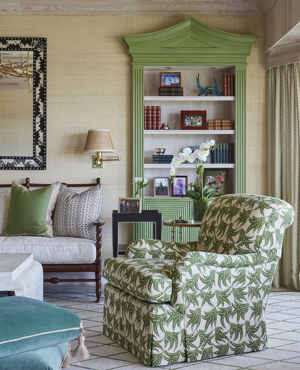 Green living room decorflorida tropical style kemble_interiors
