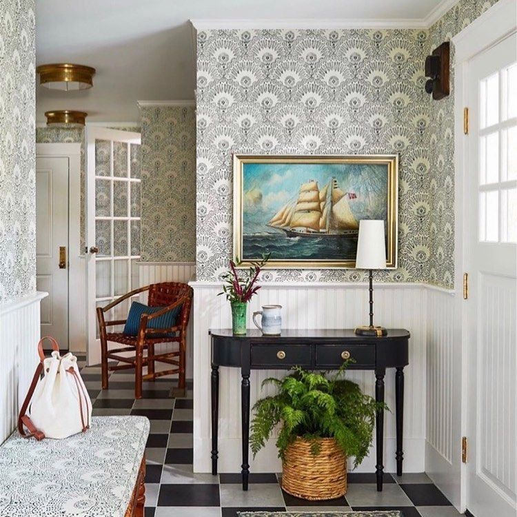Nautical Entryway decor traditional checkered floor katierosenfeld