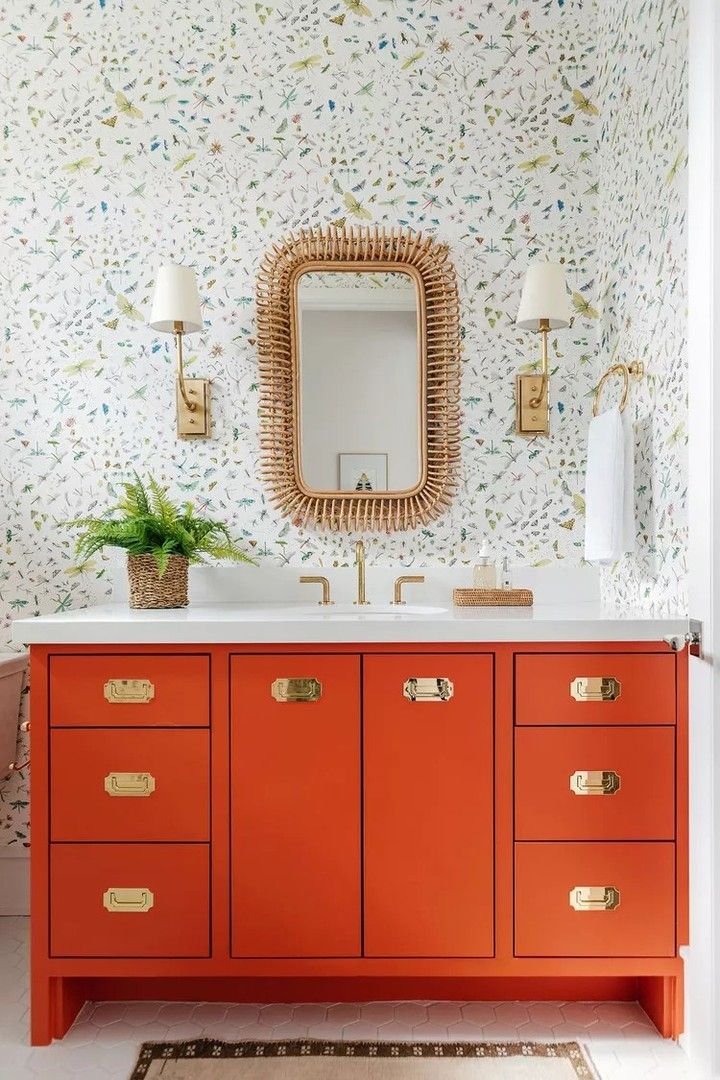 Orange bathroom decor bright vanity jimhickshome