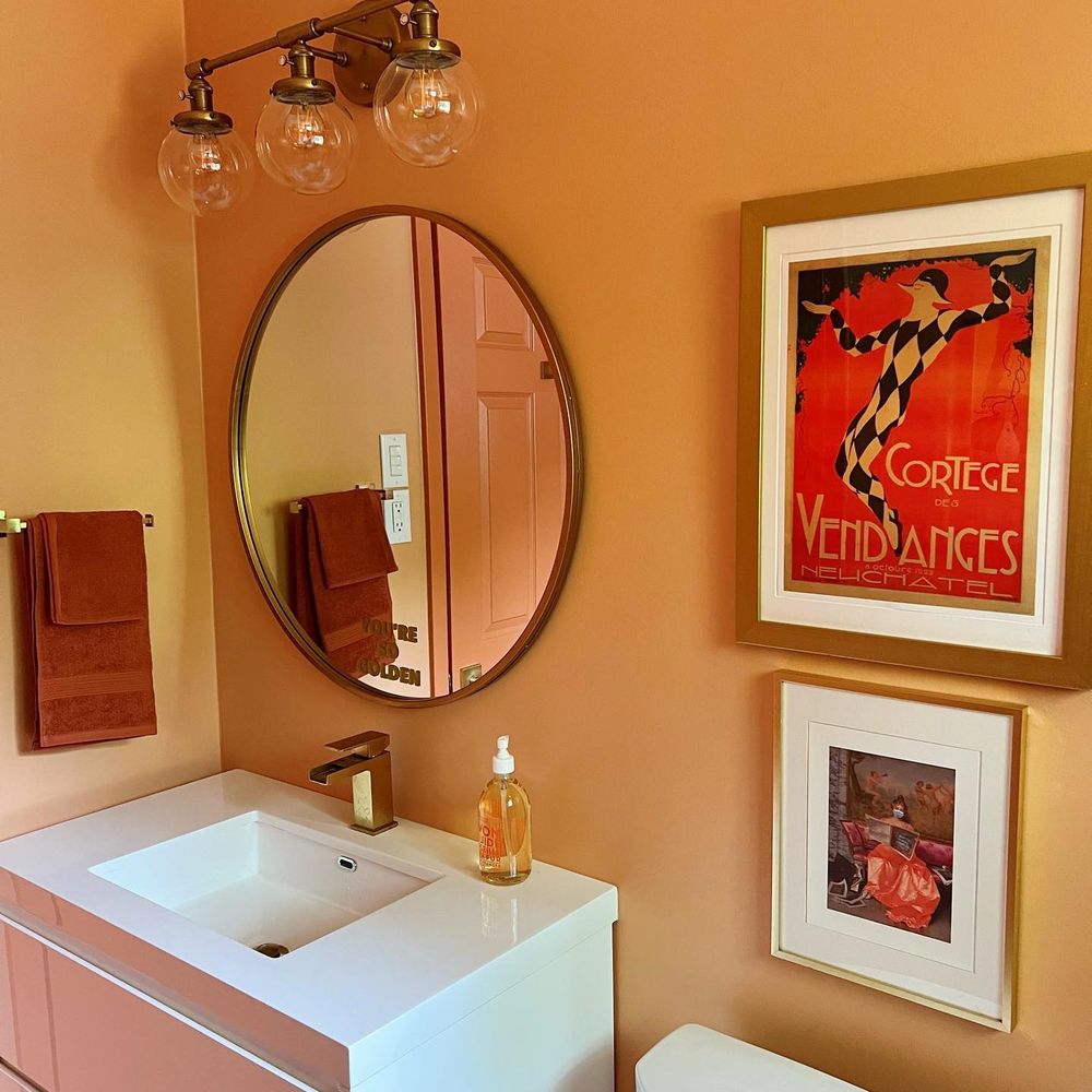 Orange bathroom decor lrcolorblockhouse